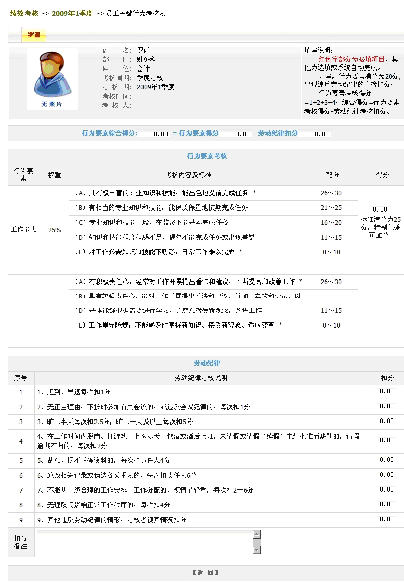 人力資源績效考核系統截圖